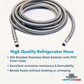 LONG Refrigerator Hose (30 FT) - Universal Fit to ALL Refrigerator Brands - Icemaker Water Supply Line - ¼” x ¼” Connections - Refrigerator Supply Hose for Ice & Water