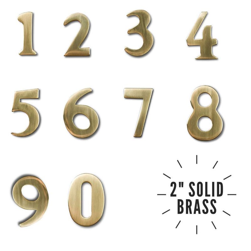 2" Brass Solid Brass Number 6 for House, Doors, mailboxes,