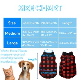 Goaste 6 Pack Fleece Dog Sweaters, Turtleneck Dogs Sweatshirt with Leash Ring, Soft Winter Dogs Clothes, Plaid Dog Outfits Vest for Cats, Assorted Colors (Large)