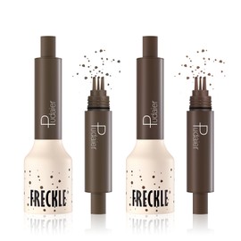 Pudaier 2Pcs Freckle Stamp - Waterproof Faux Freckle Pen, Natural-Looking Freckle Makeup, 5-Point Quick Dry Long-Lasting Fake Freckles Marker Tool for Sunkissed Makeup (#1-Ash Chestnut + #3-Coffee)