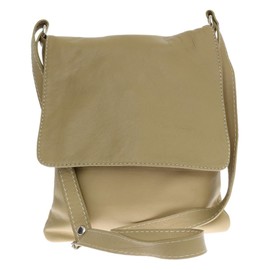 Girly Handbags Womens Genuine Soft Leather Italian Cross Body Messenger Bag Vera Plelle Shoulder Bag Flap Zipper - Taupe