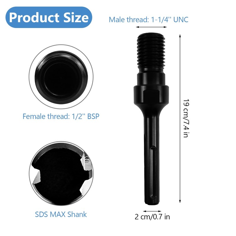 SDS MAX Adapter, Adapter 1 1/4 Inch UNC, Tile Drill