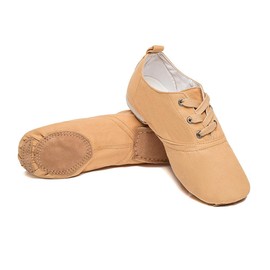 MSMAX Jazz Shoes for Women Girls Split Sole Canvas Ballet Dance Teaching Flats Camel 8 M US Women