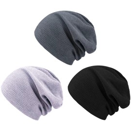JSTHHTT Pack of 3 Beanie Men's Winter Long Slouch Winter Hat Hood Men's Beanie Women's Very Soft Fleece Lining Beanie Hat for Men and Women, Hat Men's Beanie with Fleece Lining, multicoloured