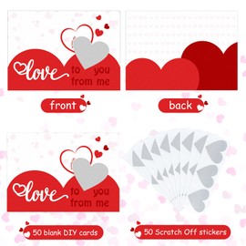 50 Pieces Valentine's Day Scratch off Love Cards Love Theme Scratch off Cards Valentine's Day Naughty Nice DIY Kit, Romantic Greeting Card for Boyfriend Girlfriend Anniversary Cards with Envelope