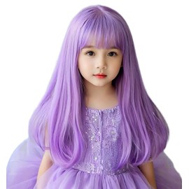 KIDS Wig, For Kids, Wig, Semi-Long, Straight Bangs, For Girls, Children, Full Wig, Fluffy, Cute, Girl Wig, Lightweight, Costume, For Recitals, Birthday Parties, Hair Exchange, Costume (With Net