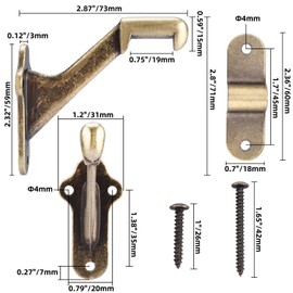 RealPlus Handrail Bracket, 3 Inch Staircase Hand Rail Brackets for Stair Railing with Screws, Antique Brass (Pack of 6)