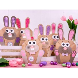 12 DIY Easter Bunny Bags with Handle – Colourful Gift Bags for Easter to Fill Yourself – for Wrapping Gifts for Children and Adults