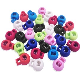 DanziX - Cerraduras de cable de plástico, 32 paradas de cable redondas ajustables, clip de topes de cordón, cierre de cuerda, cierre de cordón para camping, senderismo, mochilas, reemplazo de