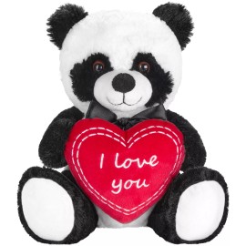 BRUBAKER Panda Plush Bear with Red Heart - I Love You - 10 Inch -