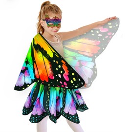 Butterfly Wings Children (Girls) Butterfly Costume Girls Three Piece Set (Cape Skirt and Mask) Butterfly Costume Children