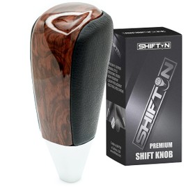 SHIFTIN Black Leather Piano Gear Shift Knob for Toyota Land Cruiser 4Runner Sequoia Tundra and Lexus LX (Black Leather/Piano Black)
