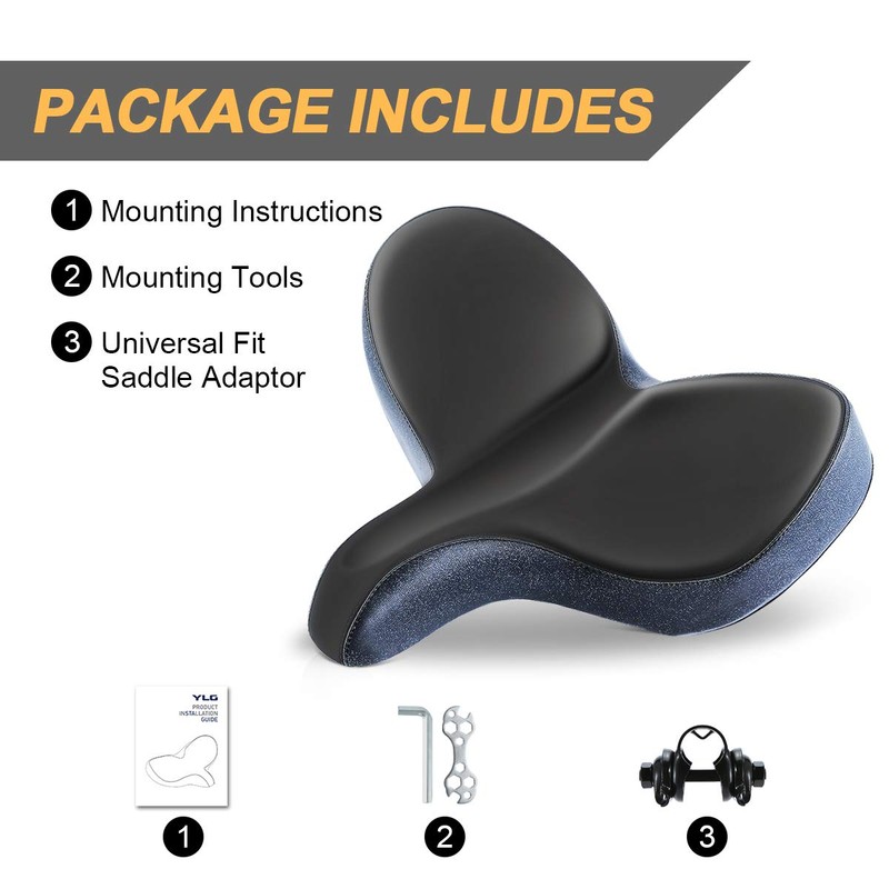 Oversized Comfort Bike Seat Comfortable Replacement Bike Saddle Memory Foam