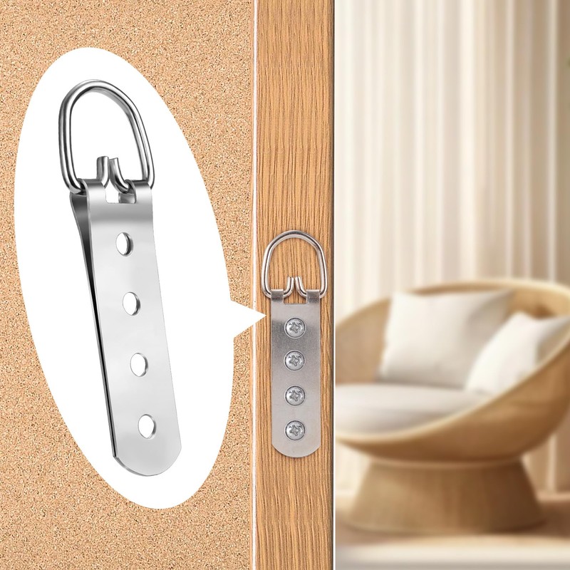 Pndeyo 6pcs D-Ring 4 Hole Picture Hangers with 24pcs Screws,