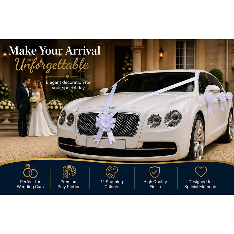 LarryRoo Wedding Car Decorating Kit – 7m Poly Ribbon with