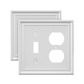 ZILLSEA 2-Pack Combination 1 Toggle/1 Duplex Wall Plate, Metal Light Switch Cover Plate, Off White, 4.96''*4.88'', Midsize