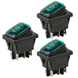 ETOPARS Pack of 3 12 V 20 A Rocker Switch Car Rocker Switch Green Illuminated Fog Light On/Off/On Locking Switch Pressure Switch Button Waterproof 6 Pin DPDT Boat