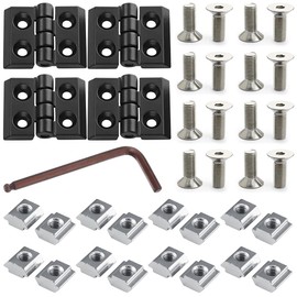 Bangbobi - 4-Piece Hinged Folding Hinge for 2020 Aluminium Profile, Flexible Zinc Alloy Hinge Including Slot Nut and Screws