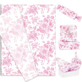 Generic Generic AnyDesign 60 Sheets Pink Floral Tissue Paper Chinoiserie Gift Wrapping Paper Vintage Flower Art Paper for DIY Crafts Birthday Baby Shower Wedding Party Decor, 14 x 20 Inch
