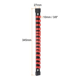 sourcing map Socket Organizer 3/8" Drive x 15 Clips Portable ABS Plastic Socket Clip Rail Holder, Red
