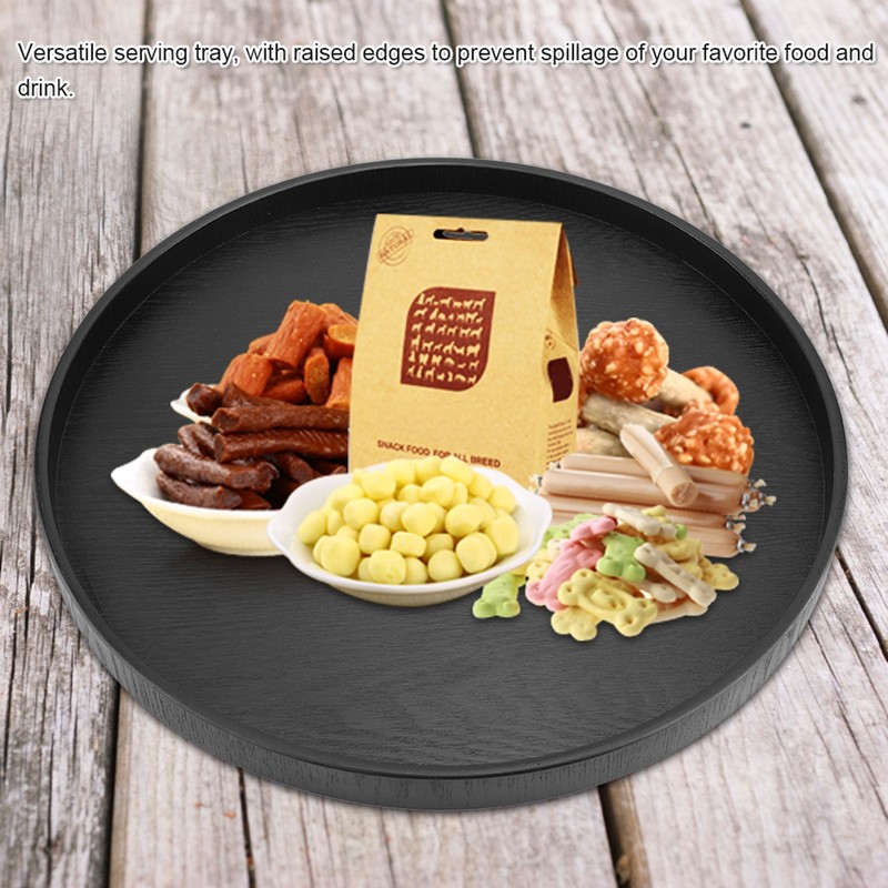 Round Shape Solid Wood Tea Coffee Snack Food Meals Serving