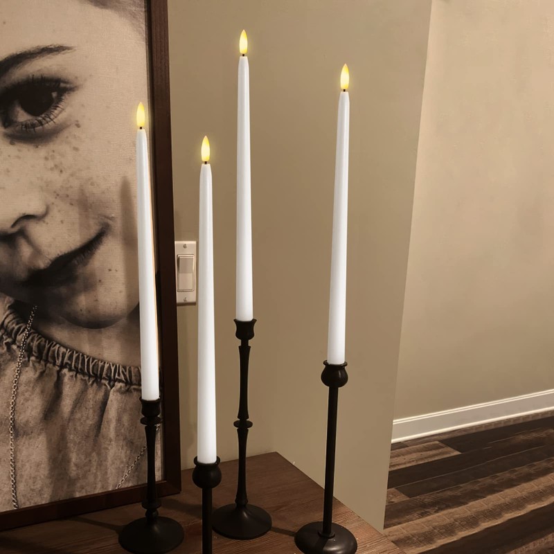 Homemory 15 inches Real Wax Flameless Taper Candles with Remote