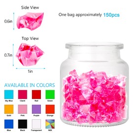 TeeLiy 150 PCS Acrylic Red Crushed Ice Rock Crystals Treasure Gem Plastic Fake Ice for Vase Fillers Decoration, Table Scatters, Event, Wedding, Arts & Crafts, Home Birthday Decoration