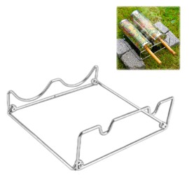 Rolling Grill Basket Stand - Stainless Steel BBQ Support Rack Holds 2 Grill Baskets, Universal Fit for Rotisserie Cooking on Grills & Outdoor BBQs (Stand Only)