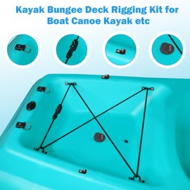 4 PCs Kayak Scupper Plugs Kit and 8 Feet kayak Bungee Cord with Bungee Cord Hooks Fishing Rigging D-Ring Cord J-Hooks with Screws for Kayak Boat Canoe Outfitting Fishing Camping Kayak Deck Rigging Kit