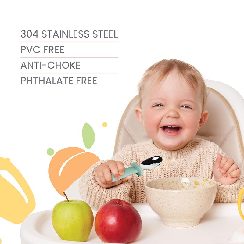 Lulyboo Silverware Utensils, Easy- Grip Handles, Self Feeding Baby &