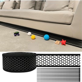 Under Sofa Blocker for Pets, 3 Inch Cuttable PVC Under Bed Blocker for Cats and Dogs, 30 Feet Long Mesh Roll for Carpets and Smooth Flooring, Black