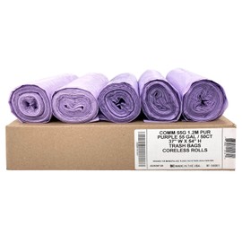 Ultrasac Heavy Duty 55 Gallon Purple Trash Bags - (Value 50 Pack) - 1.5 MIL equivalent Industrial Strength Plastic 37" x 54" for 50-55 Gal Cans -Fits Toter, Rubbermaid Brute, Carlislie Bronco etc.