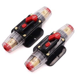 12V 30A Circuit Breaker Reset Fuse PowMr Reset,Audio Inline Fuse Holder 30 amp with Manual Reset for Car Audio, Stereo Switch and Solar Inverter System (2 Pack)