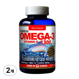 Tonglife Premium Omega 3 1300 Vitamin D 234.360g 180 tablets 2 180 tablets 2 / 통라이프 프리미엄 오메가3 1300 비타민D 234.360g 180정 2개 180정  2