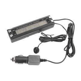 Car Digital Clock with Blue and Orange Backlight, Indoor Outdoor Thermometer Voltmeter Clock with Alert Function 12h/24h Modes