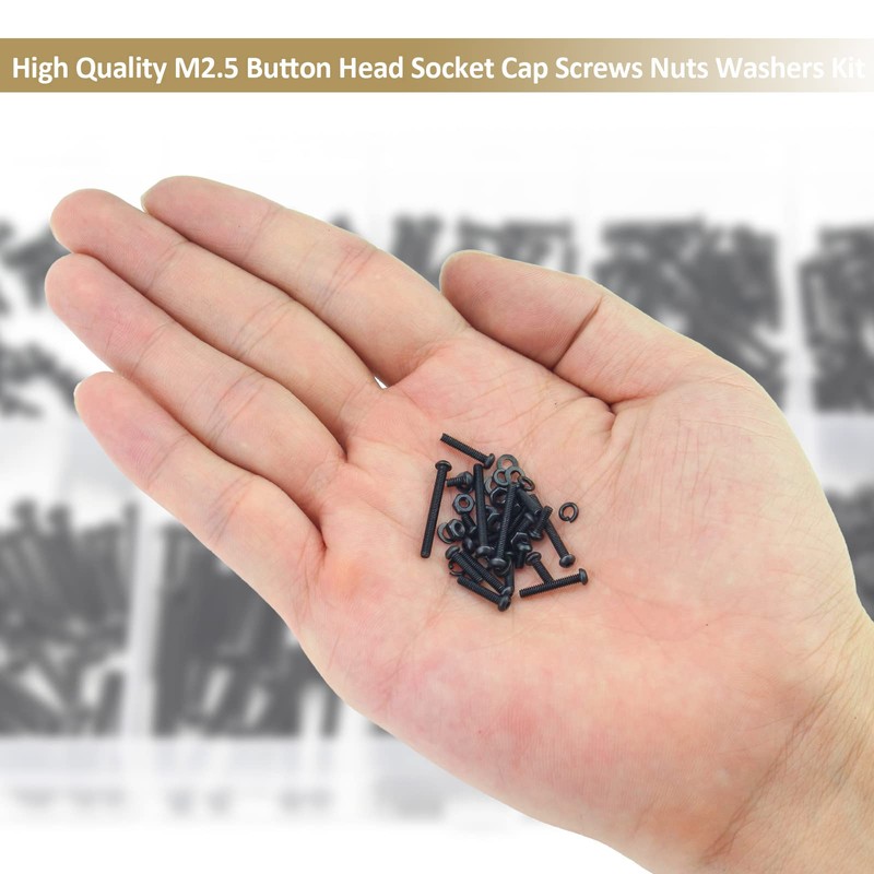 Kindroufly 562 Pieces Black M2.5 x 4/6 /8/10 /12/16 /20mm