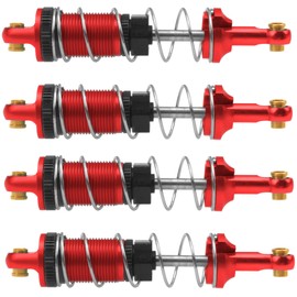 4Pack ShareGoo RC Car Shock Absorbers Metal Shocks Damper Compatible with MJX Hyper Go 16207 16208 16209 16210 H16BM H16GT H16DR 1/16 RC Car Upgrades Part (Red)