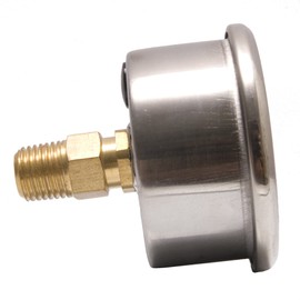 2" Liquid Filled Pressure Gauges - Stainless Steel Case, Brass, 1/4" NPT, Center Back Mount Connection, 0-160PSI