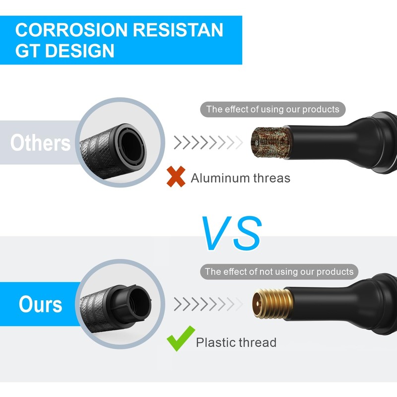 HZJD Tire Valve Stem Caps, Black(4 Pack)