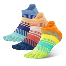 TikMox Toe Socks, Cotton Athletic Running Five Finger Ankle Socks, Arch Support, 3 Pairs for Men & Women, Comfortable & Durable 3-Pairs