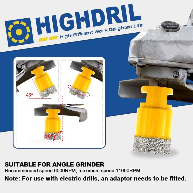 HIGHDRIL Diamond Drill Bits Kit with 5/8-11 for Porcelain Tile