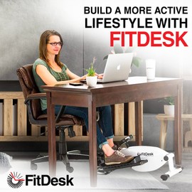 FitDesk Under Desk Elliptical Machine, Compact Magnetic Pedal Exerciser for Seated Cardio, Quiet Cycle Trainer with Foot-Controlled Resistance, Integrated Display Monitor, Home Office Workouts