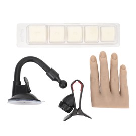 Nail Practice Hand Soft Silicone Mannequin Hand with Adjustable Clamp Stand for Manicure Tattoo Training Display