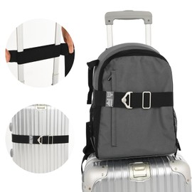 2-in-1 Travel Belt for Luggage Straps Over Handle for Add a Bag, Adjustable Travel Luggage Belt Strap with Alloy Buckle Elastic Belt for Carry On Bag, Suitcase Strap Travel Accessories(Black)