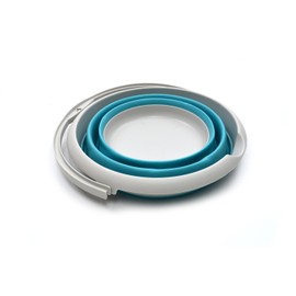 SAMMART 10L (2.6 Gallon) Collapsible Plastic Bucket - Foldable Round Tub - Portable Fishing Water Pail - Space Saving Outdoor Waterpot, size 33cm dia (1, Bright Blue)