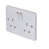 Schneider Electric Lisse White Moulded - Switched Double Power Socket,