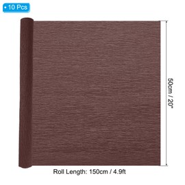 PATIKIL 4.9ft Crepe Paper Roll, 10 Roll 20" Width Soft Paper Streamer Sheet for Craft Flower Making Wrapping Party Birthday Wedding Decoration Ornament, Dark Brown