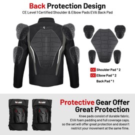 RKV86 Mens Motorcycle Jacket with Detachable Thermal Liner & Knee Pads CE Armored Riding Jacket Water-Repellent Windproof for All Season (Black-Grey 2XL)