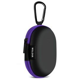 MOLOVA for Earbuds Carrying Case, Small Oval Storage Cases, Portable Storage Earbud Pouch Bag for Earbuds, in-Ear Headphones, Earphones, Headsets, USB Charging Cable, Purple