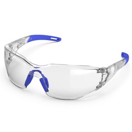 TOREGE Clear Safety Goggles - Adjustable Nose Bridge, Anti-Fog and Scratch Resistant, Lightweight with Non-Slip Rubber Grips - ANSI Z87 (Blue)